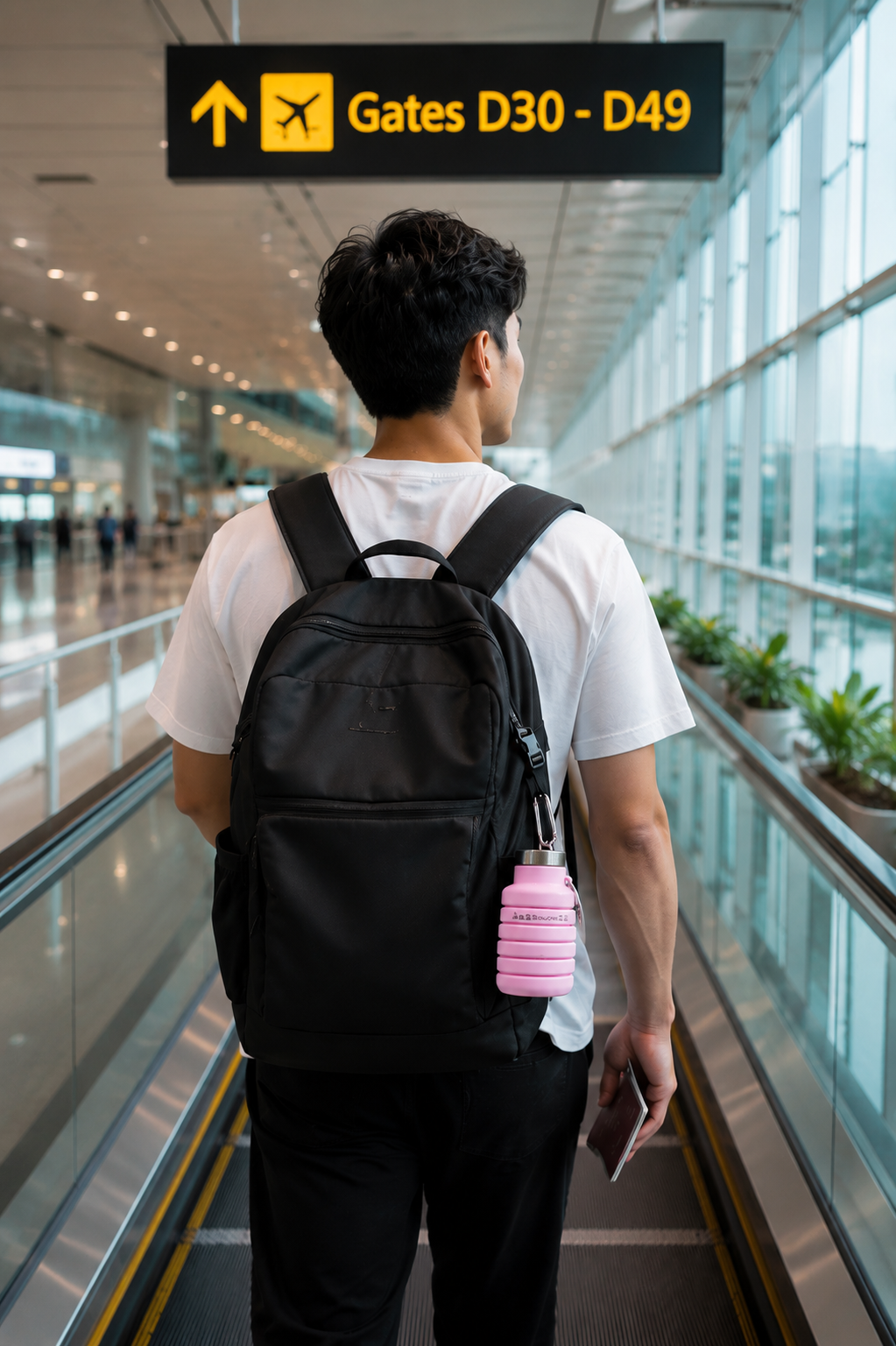 Bottle attached to backpack